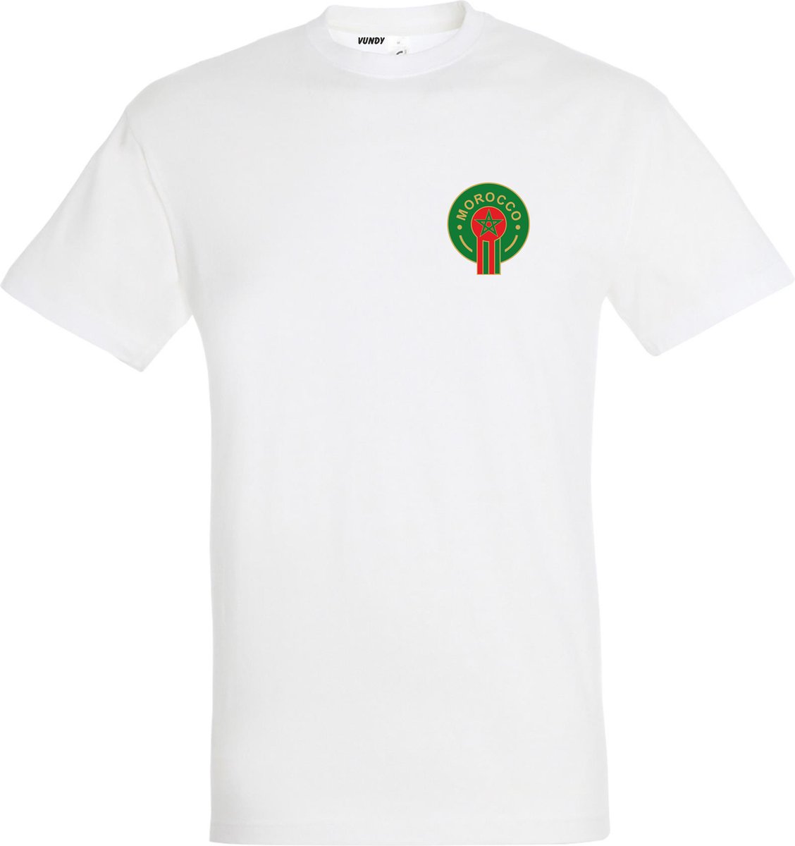 T-shirt Embleem Marokko Klein | Rood Marokko Shirt | WK 2022 Voetbal | Morocco Supporter | Wit | maat XXL